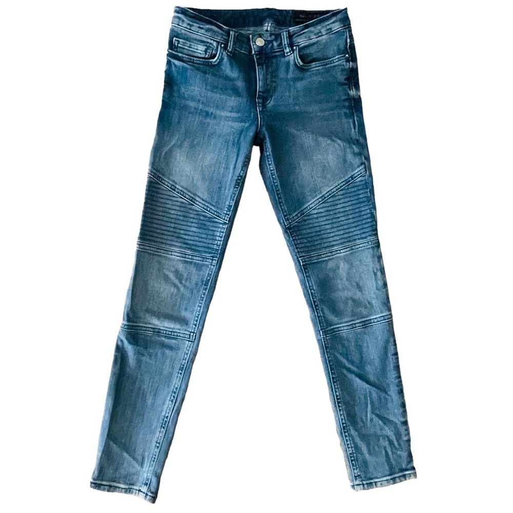 ALLSAINTS Biker Cropped Blue Denim Low Rise Skinny Fit Jeans Size 26